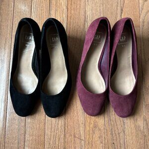Gap Suede Pumps - Black & Burgundy Size 9.5 - Rounded Toe,  Block Heel